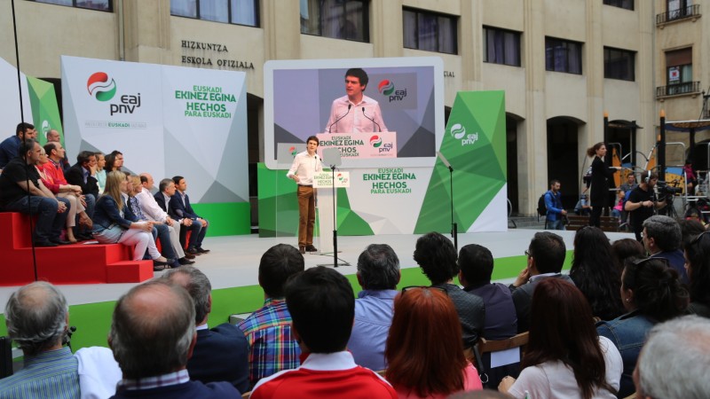 Mitin electoral en Getxo. Urkullu, Ortuzar, Rementeria, Landa